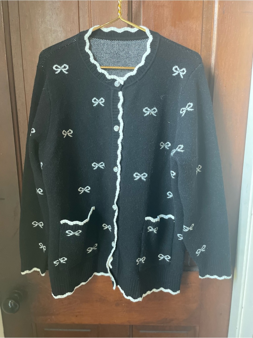 Bloomchic women's size 12 black sweater cardigan with bows